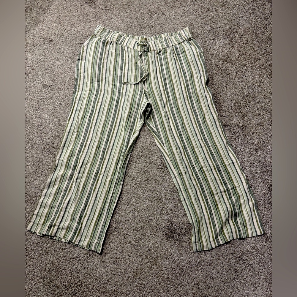 NATURALS D & CO Beachy Wide Leg Linen Blend Trousers-Petite XL
